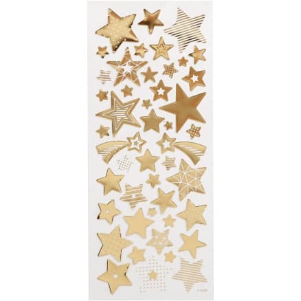 Stickers, stjärnor, ark 10x24 cm, ca. 52 st., guld, 1 ark