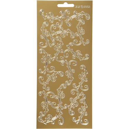 Stickers, virvlar, ark 10x23 cm, guld, 1 ark
