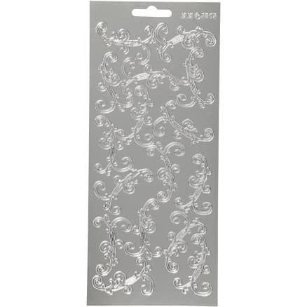 Stickers, virvlar, ark 10x23 cm, silver, 1 ark