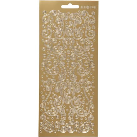 Stickers, virvlar, ark 10x23 cm, guld, 1 ark