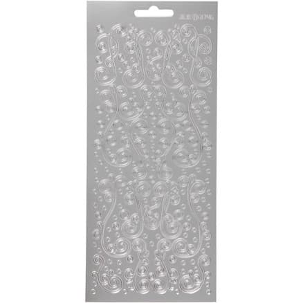 Stickers, virvlar, ark 10x23 cm, silver, 1 ark