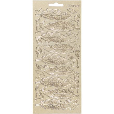 Stickers, fjädrar, ark 10x23 cm, guld, 1 ark