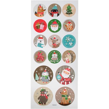 Stickers, jul, ark 10x23 cm, ca. 16 st., 1 ark