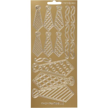 Klistermärken, slips, ark 10x23 cm, guld, 1 ark