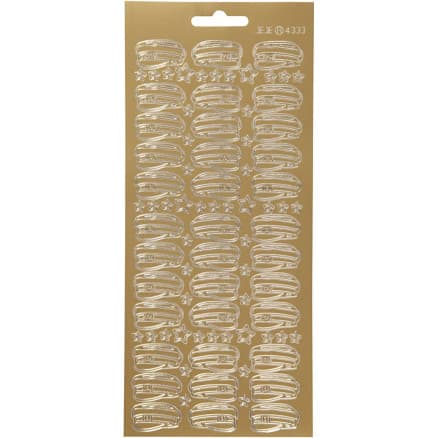 Stickers, hatt, ark 10x23 cm, guld, 1 ark
