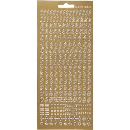 Stickers, siffror, ark 10x23 cm, guld, 1 ark