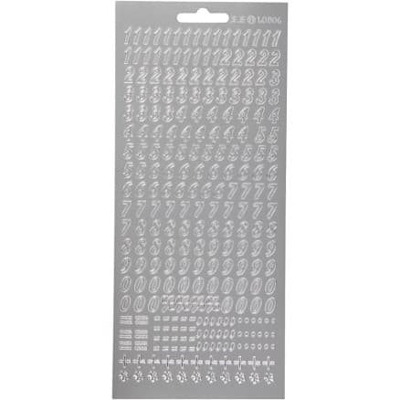 Stickers, siffror, ark 10x23 cm, silver, 1 ark