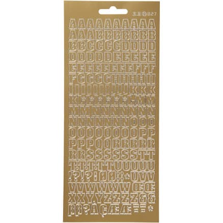 Stickers, bokstäver, ark 10x23 cm, guld, 1 ark