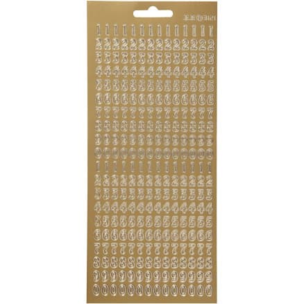 Stickers, siffror, ark 10x23 cm, guld, 1 ark
