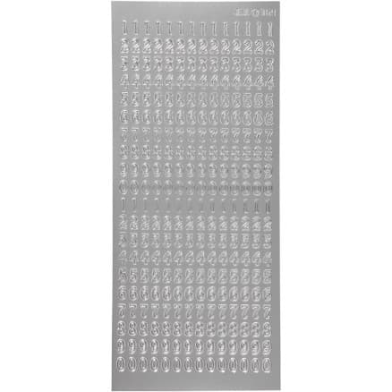 Stickers, siffror, ark 10x23 cm, silver, 1 ark
