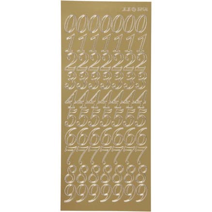 Stickers, siffror, ark 10x23 cm, guld, 1 ark