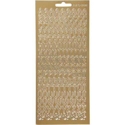 Stickers, bokstäver, ark 10x23 cm, guld, 1 ark