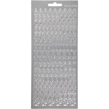 Stickers, bokstäver, ark 10x23 cm, silver, 1 ark
