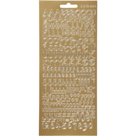 Stickers, bokstäver, ark 10x23 cm, guld, 1 ark