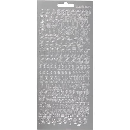 Stickers, bokstäver, ark 10x23 cm, silver, 1 ark