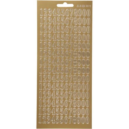Stickers, siffror, ark 10x23 cm, guld, 1 ark