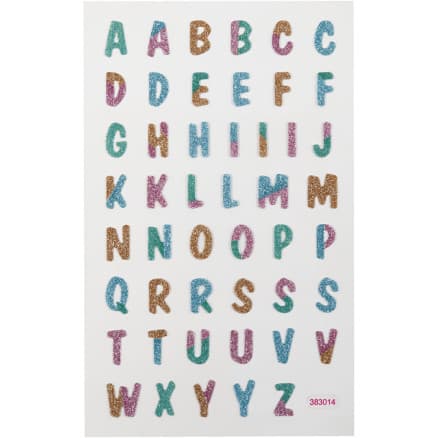 Glitterstickers, bokstäver, ark 10x16 cm, 1 ark