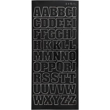Stickers, stora bokstäver, versaler, ark 10x23 cm, svart, 1 ark