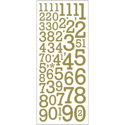 Glitterstickers, siffror, ark 10x24 cm, guld, 2 ark/ 1 förp.