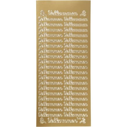 Klistermärken, Välkommen, ark 10x23 cm, guld, 1 ark