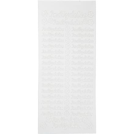 Stickers, indbydelse, ark 10x23 cm, vit, 1 ark