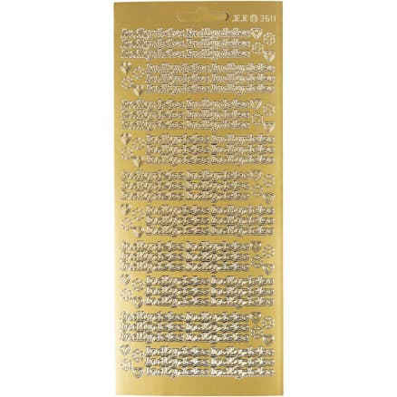 Klistermärken, inbjudan, ark 10x23 cm, guld, 1 ark