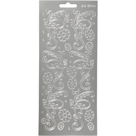 Stickers, dekoblad, ark 10x23 cm, silver, 1 ark
