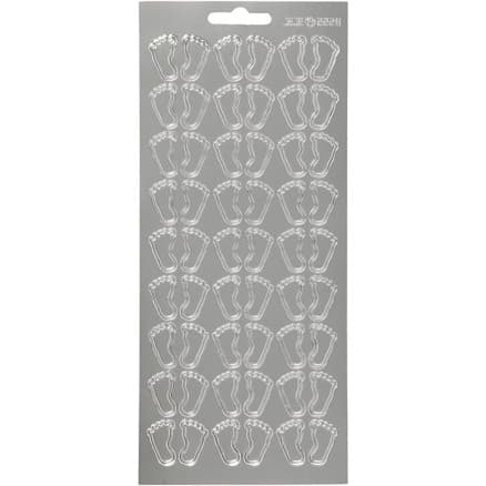 Stickers, fötter, ark 10x23 cm, silver, 1 ark