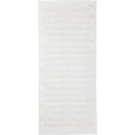 Stickers, barnedåb, ark 10x23 cm, vit, 1 ark