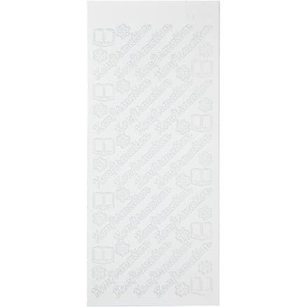Stickers, konfirmation, ark 10x23 cm, vit, 1 ark