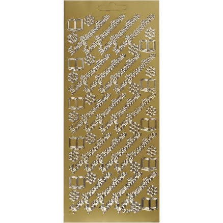 Klistermärken, Konfirmation, ark 10x23 cm, guld, 1 ark