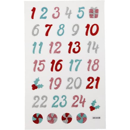 Glitterstickers, kalendersiffror, ark 10x16 cm, 1 ark
