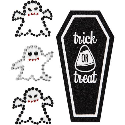 Rhinestonesstickers, Spöken och kista, ark 14x17 cm, 1 ark