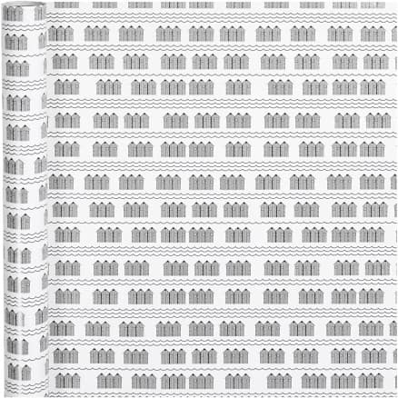 Presentpapper, badhus, B: 70 cm, 80 g, svart, vit, 4 m/ 1 rl.
