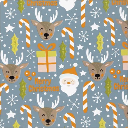 Presentpapper, Jultomten, julklapp, klubba, renar, B: 50 cm, 80 g, grå, 5 m/ 1 rl.