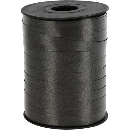 Presentsnöre, B: 10 mm, blank, svart, 250 m/ 1 rl.