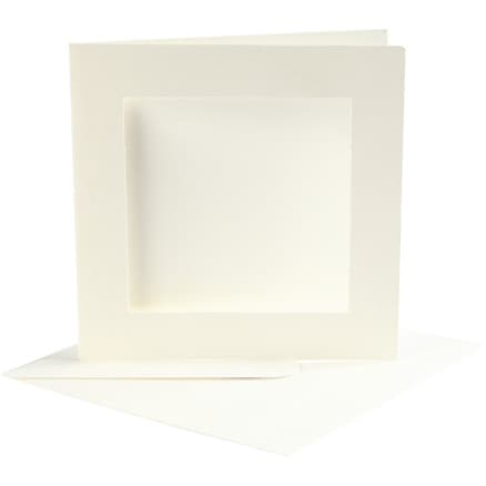 Passepartoutkort med kuvert, kortstl. 12,5x12,5 cm, kuvertstl. 13,5x13,5 cm, råvit, 10 set/ 1 förp.