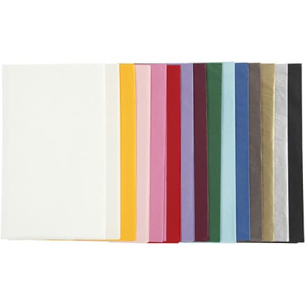Silkespapper, ark 50x70 cm, 17 g, mixade färger, 15x2 ark, 30 ark/ 1 förp.