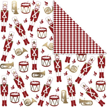 Designpapper, nötknäpparen, 180 g, guld, röd, vit, 3 ark/ 1 förp.