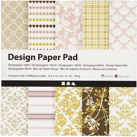 Designpapper, ark 15,2x15,2 cm, 120 g, grön, rosa, 50 ark/ 1 förp.
