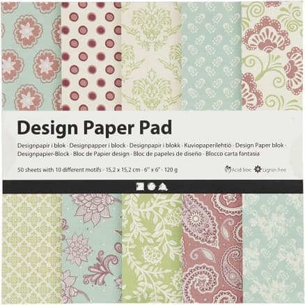 Designpapper, ark 15,2x15,2 cm, 120 g, mintgrön, lila, 50 ark/ 1 förp.