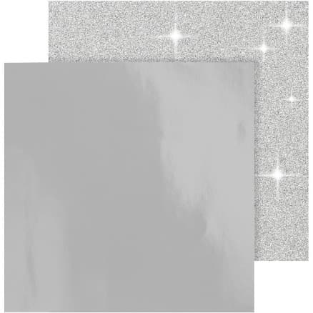 Designpapper, ark 30,5x30,5 cm, 120+128 g, silver, 2 ark/ 1 förp.
