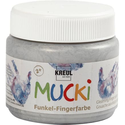 Mucki Fingerfärg, metallsilver, 150 ml/ 1 burk