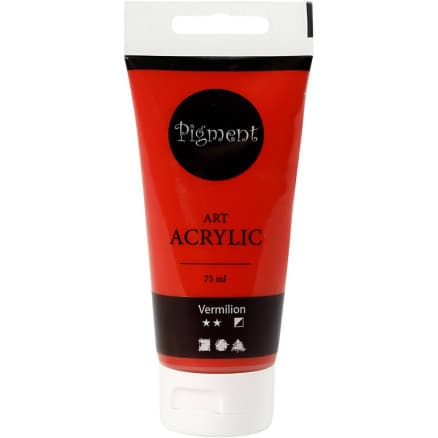 Akrylfärg, halvblank, semi opaque, primärröd, 75 ml/ 1 flaska