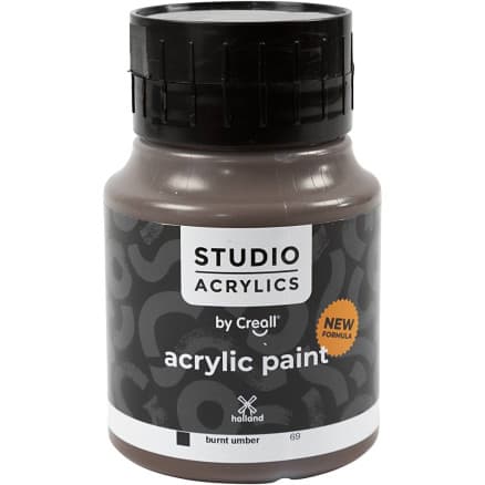 Creall Studio Akrylfärg, täckande, burnt umber (69), 500 ml/ 1 flaska