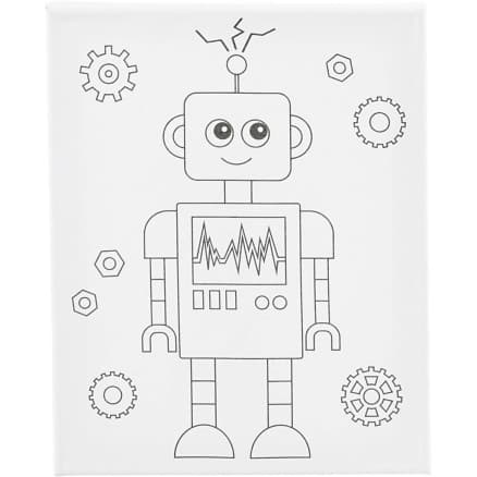 Canvas / M�larduk med tryck, Robot, D: 1,6 cm, storlek 24x30 cm, 360 g, 1 st.