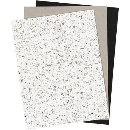 Läderpapper, ark 21x27,5+21x28,5+21x29,5 cm, tjocklek 0,55 mm, enfärgad,folie,tryck, 3 ark/ 1 förp.