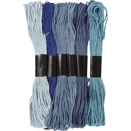 Broderigarn, tykkelse 1 mm, blå harmoni, 6bdt./ 1 pk.