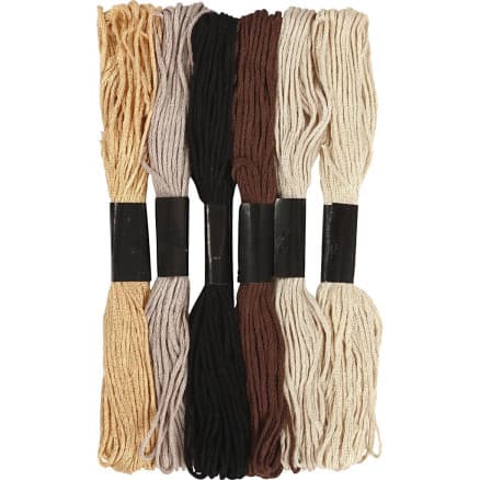 Broderitråd, tjocklek 1 mm, natur, 6 bunt/ 1 förp.