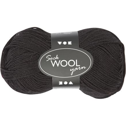 Strumpgarn, L: 200 m, svart, 50 g/ 1 nystan